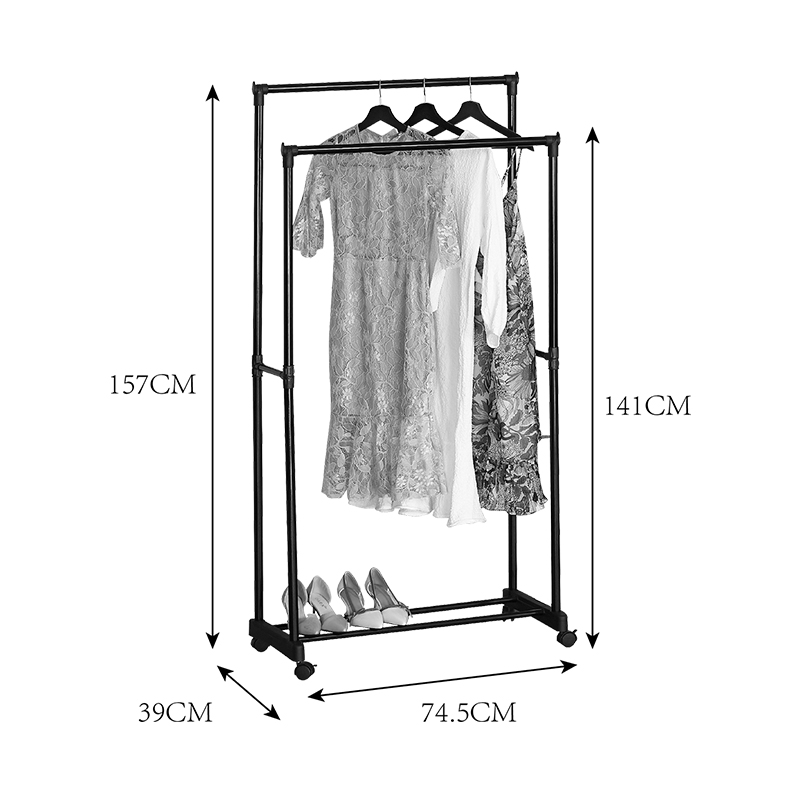 Floor hanger Ganco pakoworld black metal 74.5x39x157cm