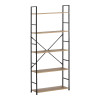 Βιβλιοθήκη Manlo pakoworld oak με μαύρο μέταλλο 58.6x23.5x144εκ