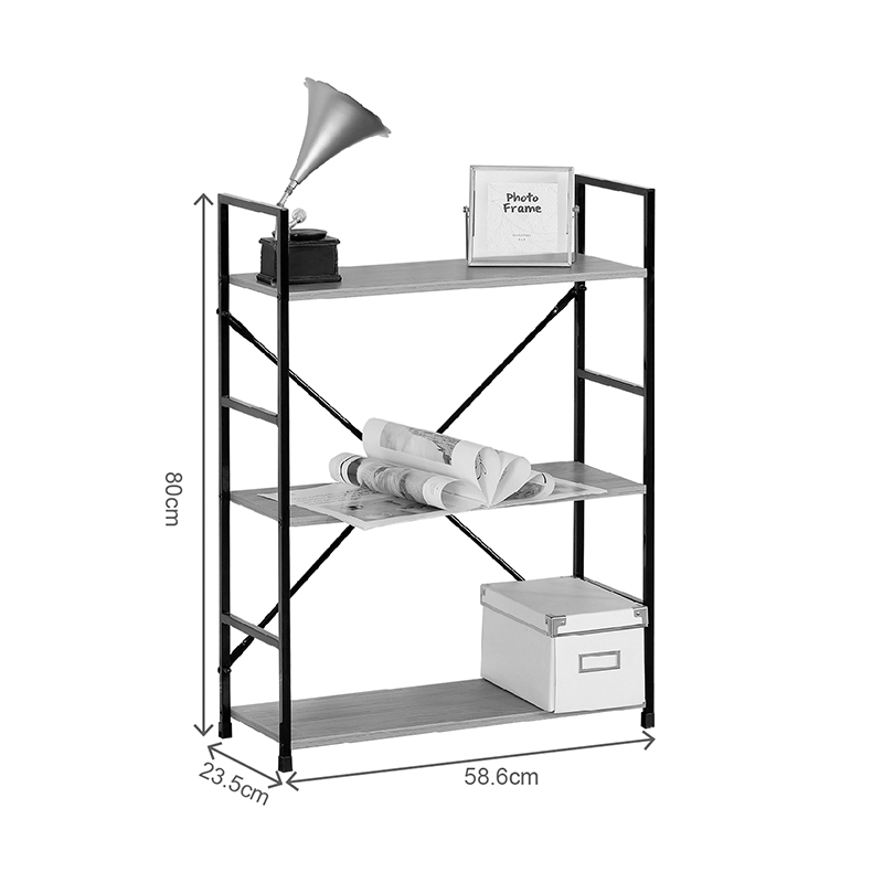 Bookcase-rack Manlo pakoworld black metal 58.6x23.5x80cm
