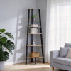 Corner bookcase Arvia pakoworld oak with black metal 53.4x37.8x160.3cm