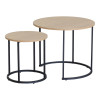 Coffee tables Pelanda pakoworld set of 2 pieces oak with black metal