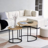 Coffee tables Pelanda pakoworld set of 2 pieces oak with black metal