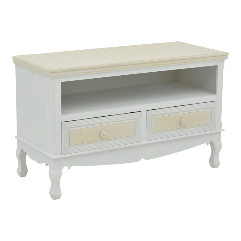 TV cabinet Joliene Inart natural-antique white color mdf 100x42x61cm TV cabinet Joliene Inart natural-antique white color mdf 100x42x61cm