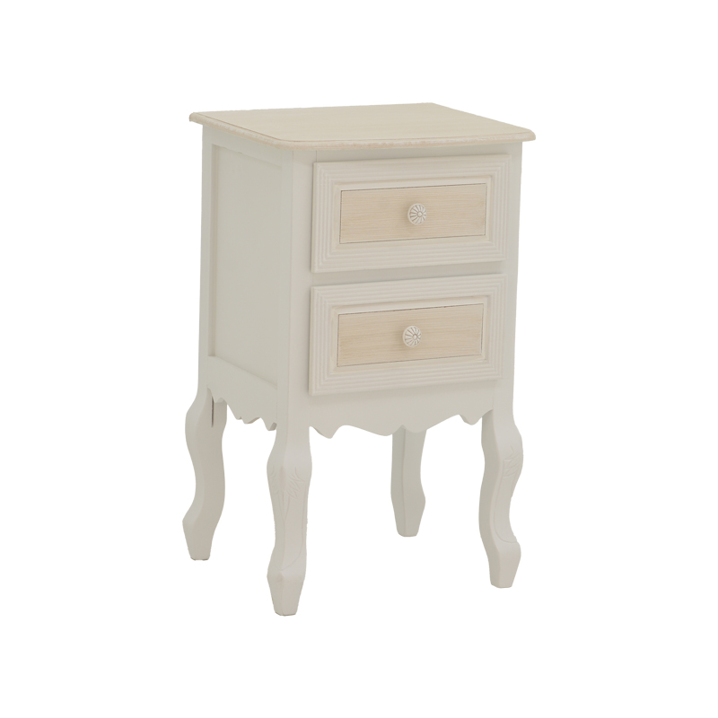 Bedside table Joliene Inart natural-antique white color mdf 40x34.5x64.5cm Bedside table Joliene Inart natural-antique white color mdf 40x34.5x64.5cm
