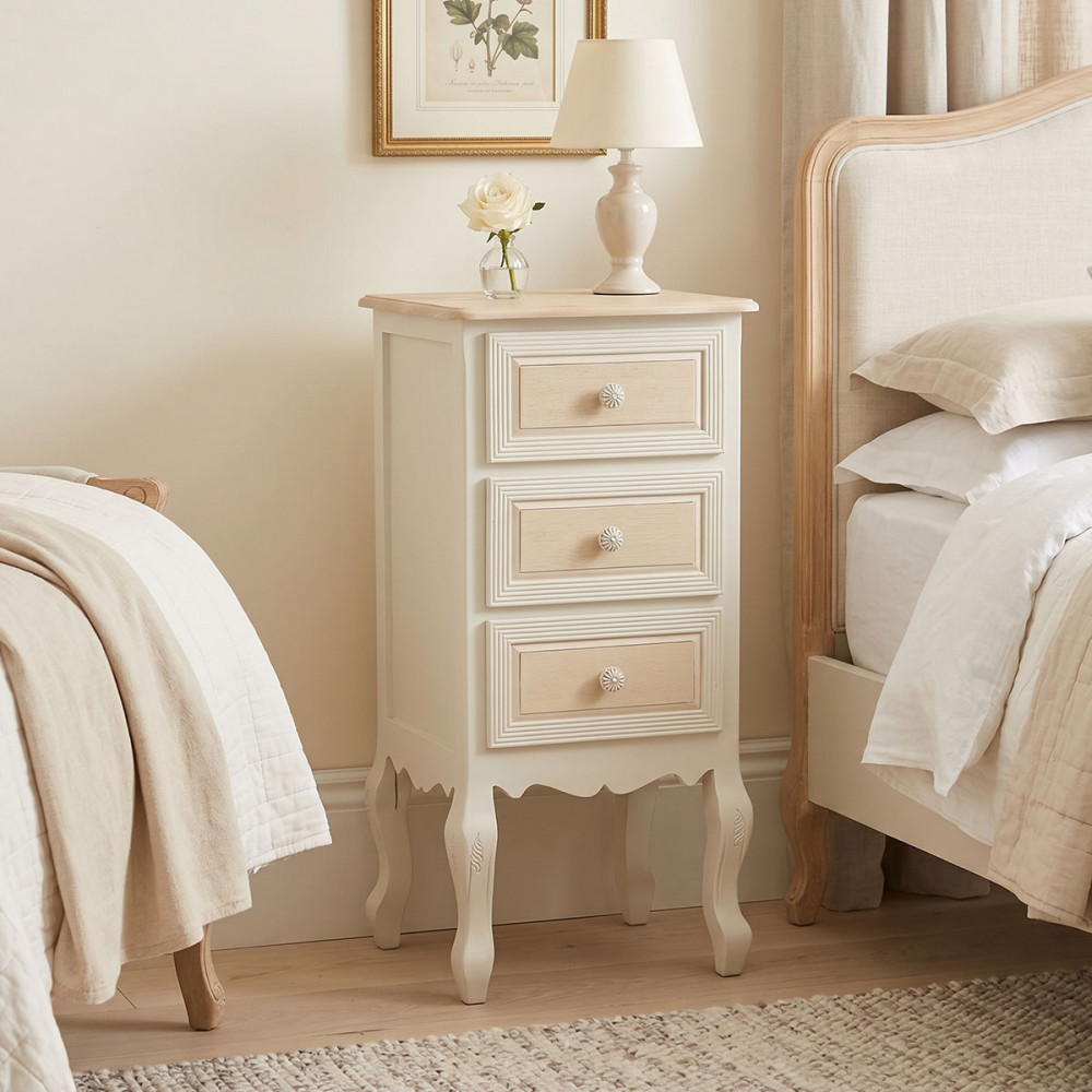 Bedside table Joliene Inart natural-antique white color mdf 40x34.5x82cm