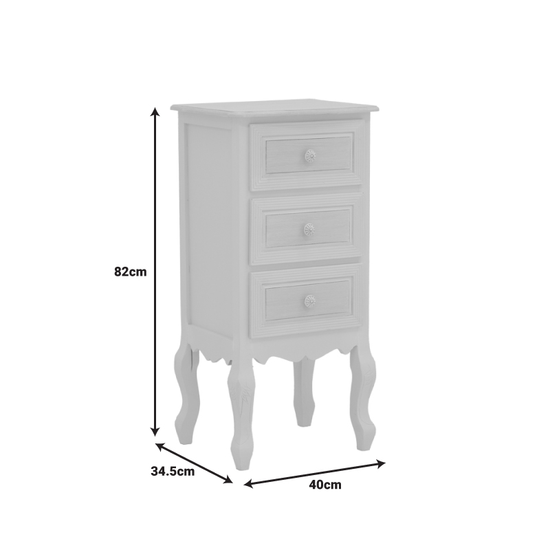 Bedside table Joliene Inart natural-antique white color mdf 40x34.5x82cm