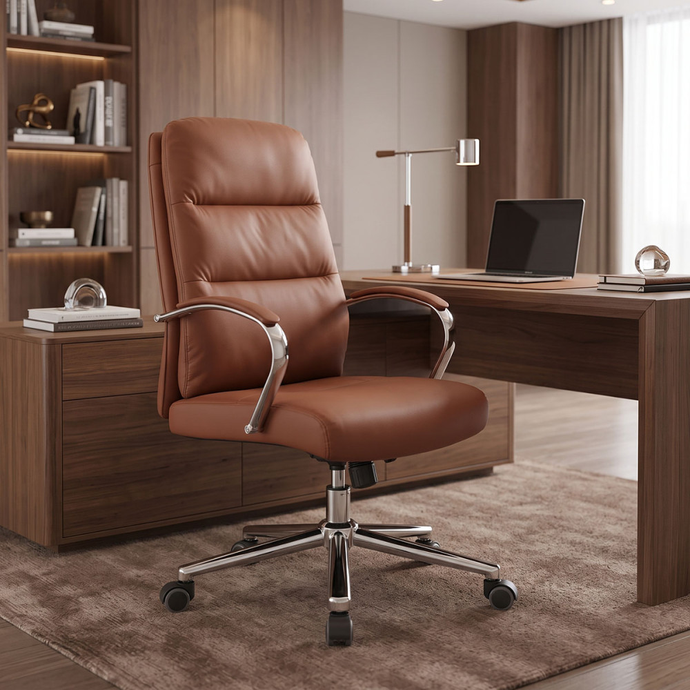 Director's office chair Normie pakoworld pu brown 58x65x103-111cm
