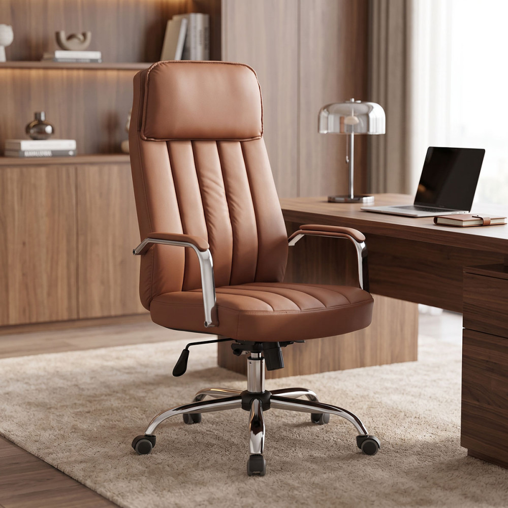 Morales pakoworld pu brown manager's office chair 60x70x118-124cm