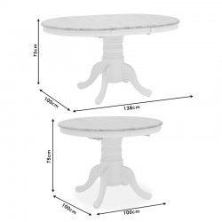 Tραπέζι Lars pakoworld επεκτεινόμενο ξύλο-MDF λευκό-φυσικό Φ100(+38)x100x75εκ