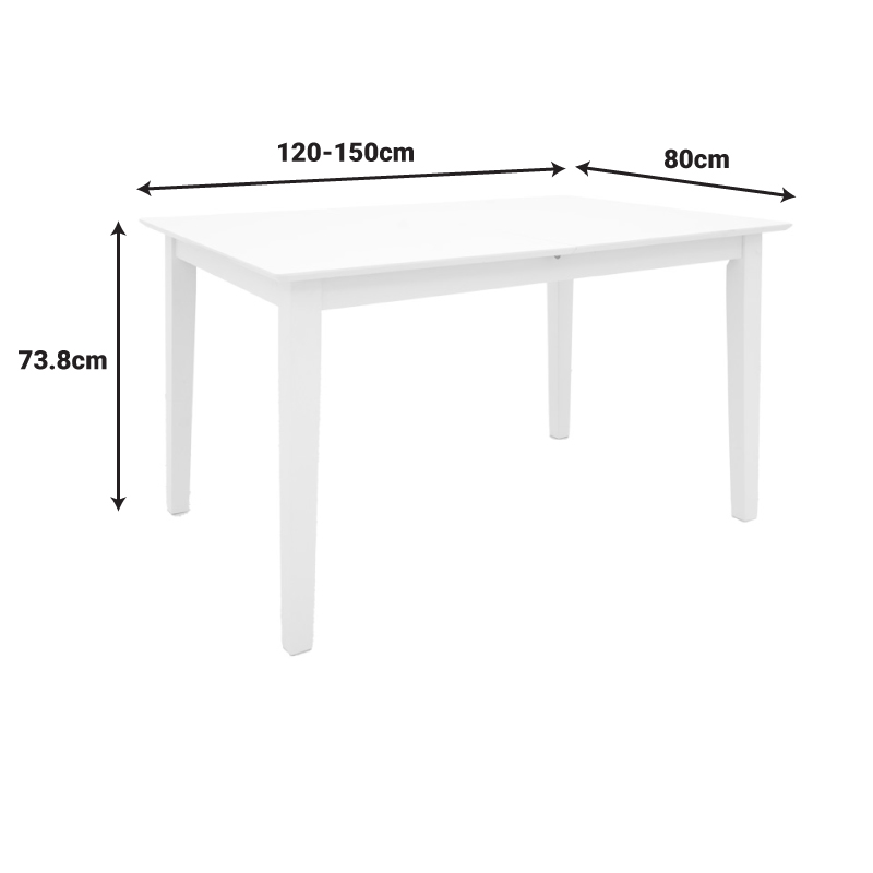 Mabor pakoworld extendable wood table in white color 120-150x80x73.8cm
