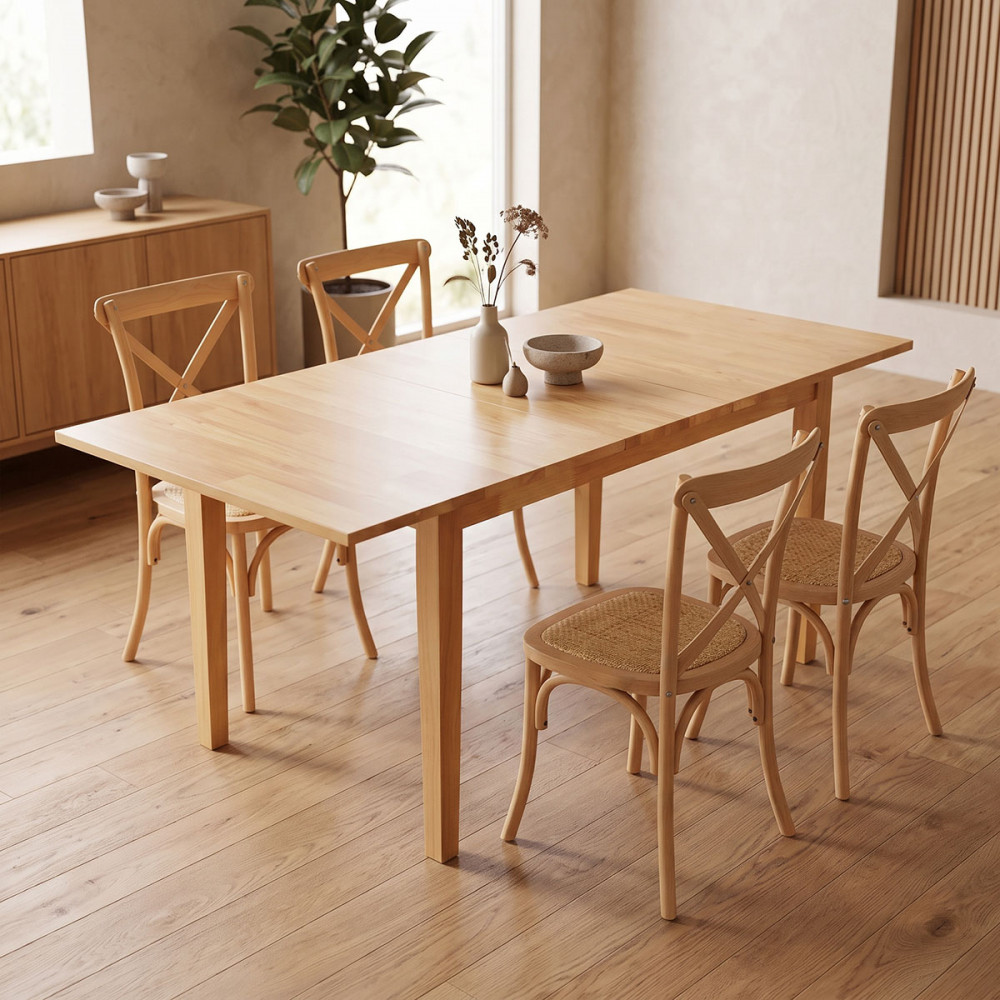 Extendable table Country pakoworld rubberwood in natural shade 120-150x80x74cm