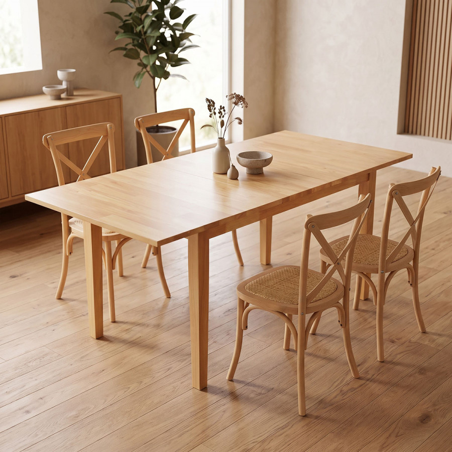 Extendable table Country pakoworld rubberwood in natural shade 120-150x80x74cm