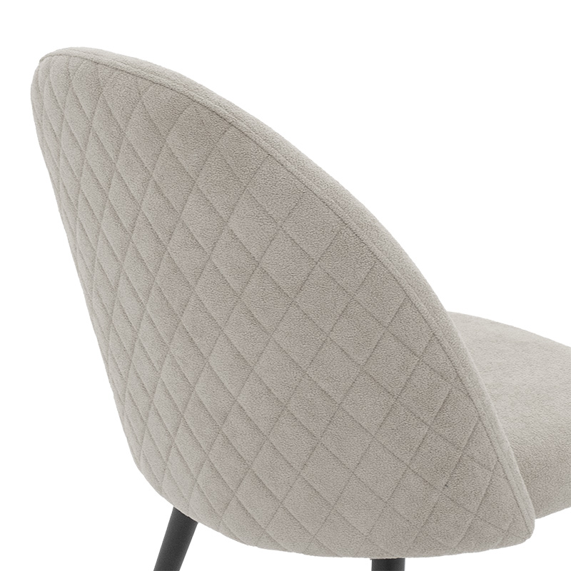 Chair Graceful pakoworld boucle fabric light gray-leg black Chair Graceful pakoworld boucle fabric light gray-leg black