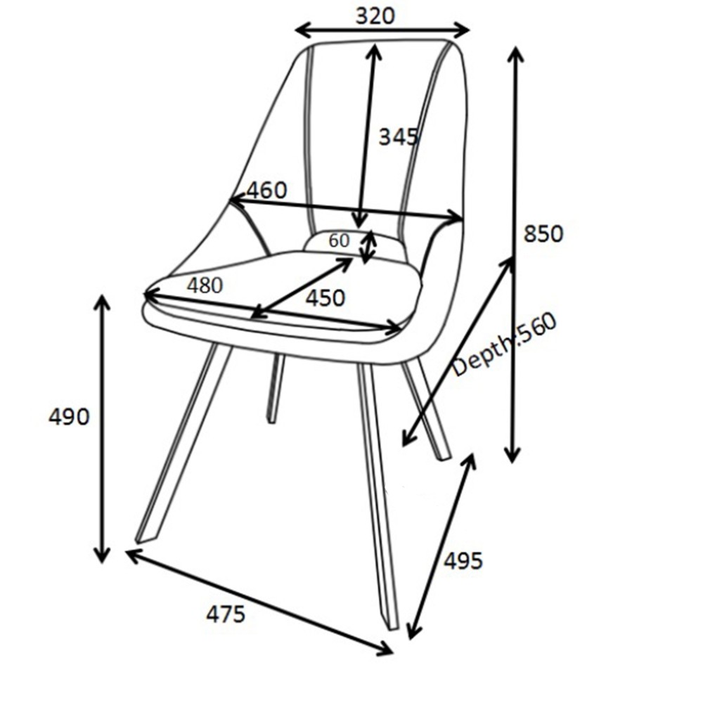 Καρέκλα Initiate pakoworld γκρι ύφασμα-πόδι μαύρο μέταλλο 48x57x85εκ