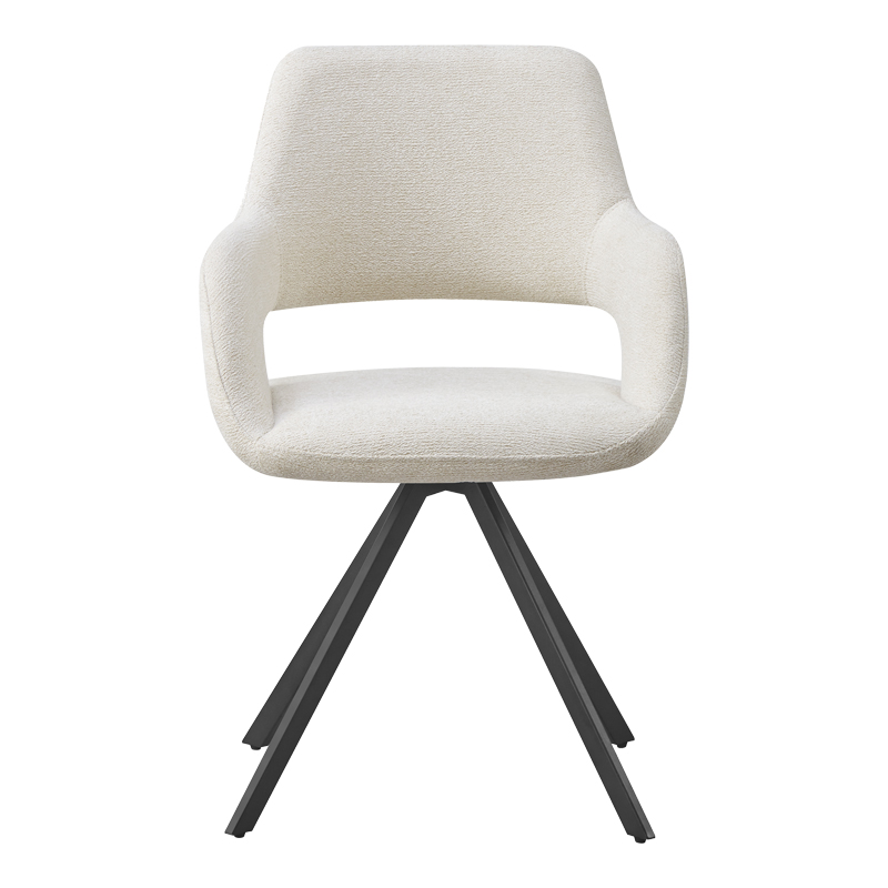 Πολυθρόνα Tate pakoworld περιστρεφόμενη μπεζ ύφασμα με μαύρο μεταλλικό πόδι 59x56,5x86,5εκ