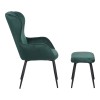 Armchair with footstool Rueda pakoworld velvet in dark green shade with black metal legs 71.5x66.5x99cm