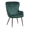 Armchair with footstool Rueda pakoworld velvet in dark green shade with black metal legs 71.5x66.5x99cm