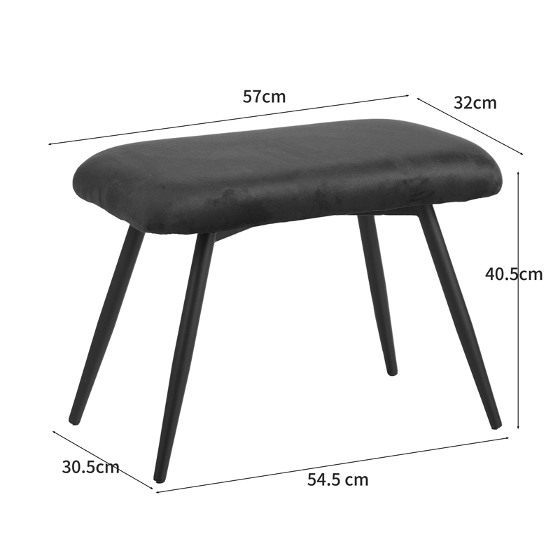 Armchair with footstool Rueda pakoworld velvet in dark green shade with black metal legs 71.5x66.5x99cm Armchair with footstool Rueda pakoworld velvet in dark green shade with black metal legs 71.5x66.5x99cm