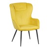 Armchair with footstool Rueda pakoworld velvet in yellow shade with black metal legs 71.5x66.5x99cm