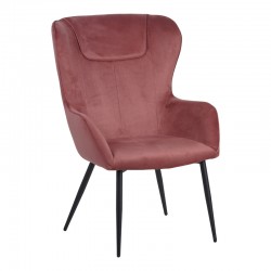 Armchair with footstool Rueda pakoworld velvet in rotten apple shade with black metal legs 71.5x66.5x99cm Armchair with footstool Rueda pakoworld velvet in rotten apple shade with black metal legs 71.5x66.5x99cm