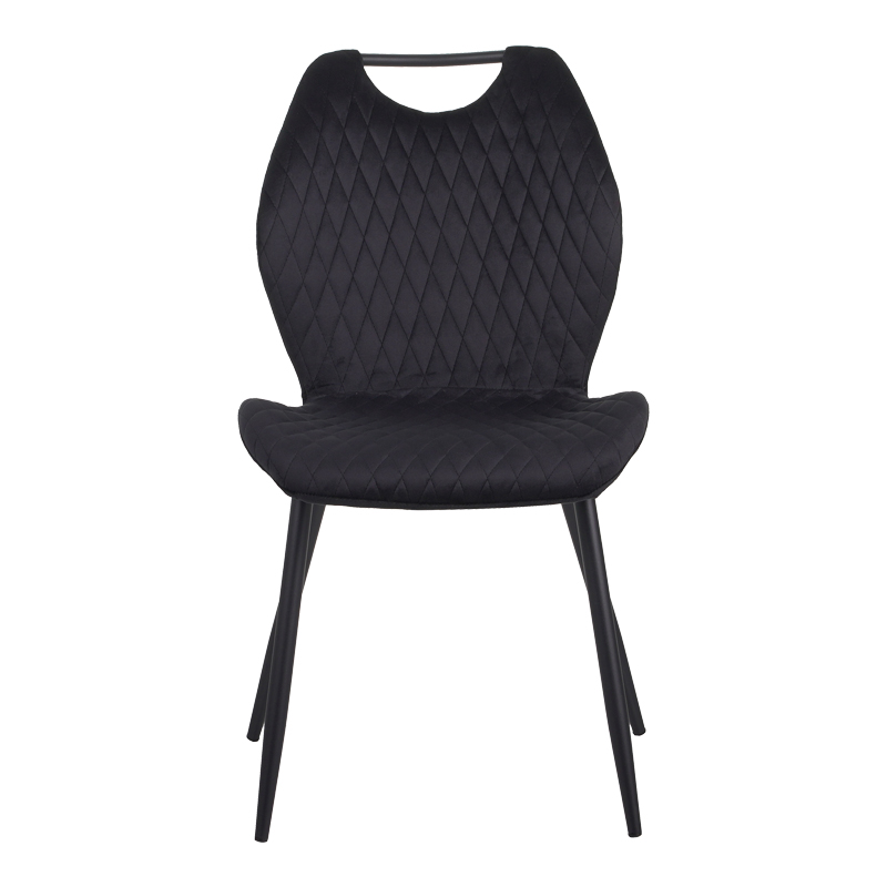 Bongo chair pakoworld velvet in black shade with black metal legs 56.5x47x84cm Bongo chair pakoworld velvet in black shade with black metal legs 56.5x47x84cm