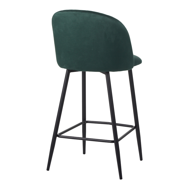 Barow pakoworld velvet bar stool in dark green shade with black metal legs 53x46.5x96.5 Barow pakoworld velvet bar stool in dark green shade with black metal legs 53x46.5x96.5