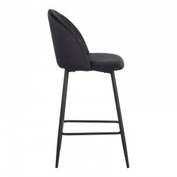 Barow bar stool pakoworld velvet in black shade with black metal legs 53x46.5x96.5 Barow bar stool pakoworld velvet in black shade with black metal legs 53x46.5x96.5