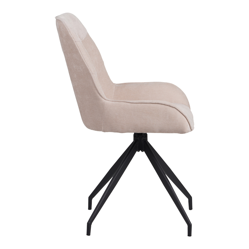 Kadeira rotating chair pakoworld fabric in beige shade with black metal legs 57.5x51x89 Kadeira rotating chair pakoworld fabric in beige shade with black metal legs 57.5x51x89