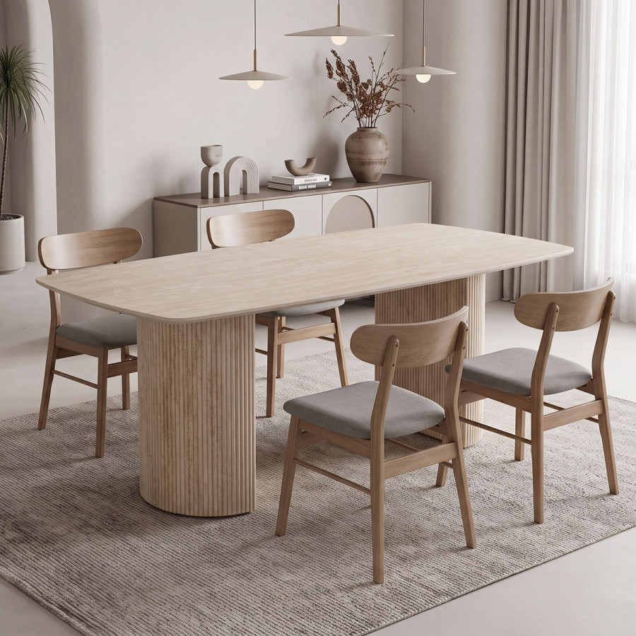 Loosir pakoworld table mdf-sandstone in travertine look 180x90x74cm