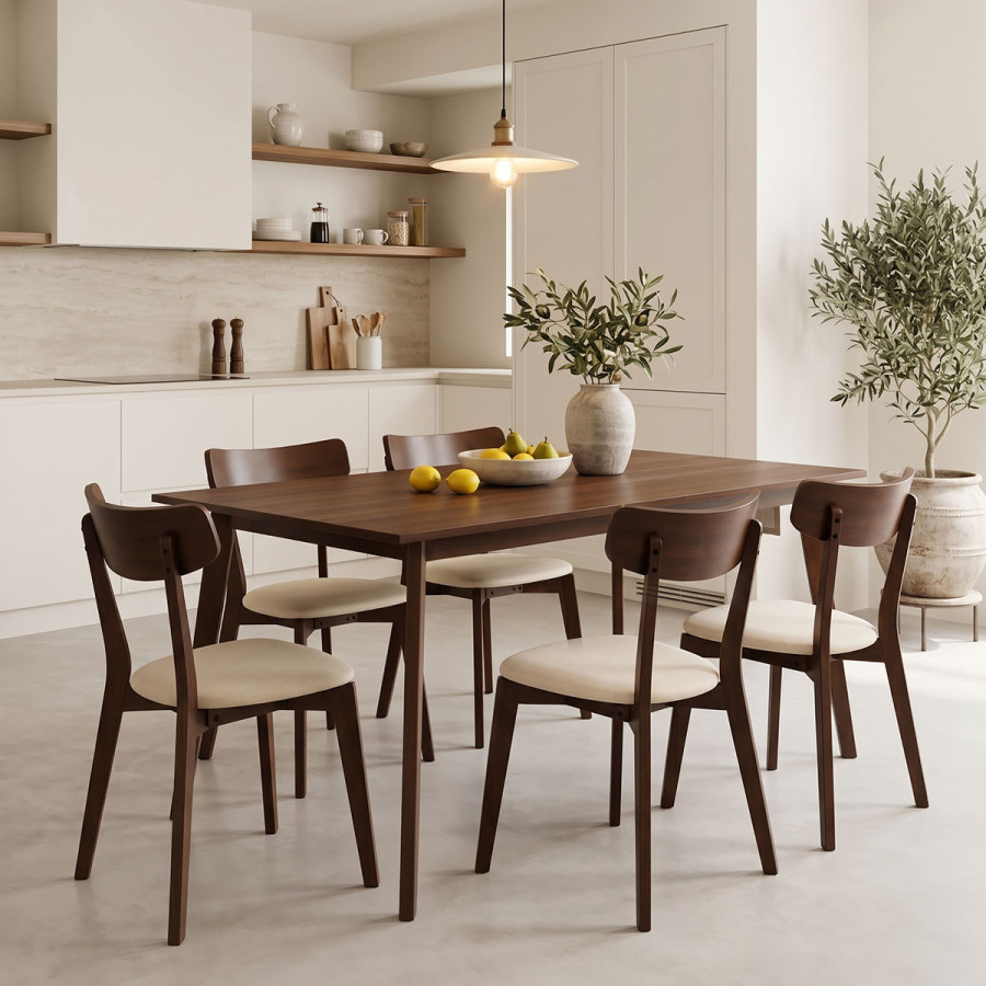 Τραπέζι Benson pakoworld MDF σε καρυδί απόχρωση 150x90x75εκ