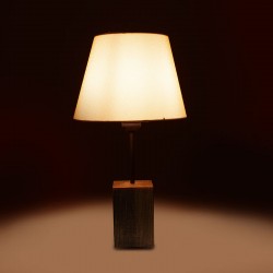 Table wooden Lamp Hapiness pakoworld Ε27 with ecru fabric shade D14-22x41cm Table wooden Lamp Hapiness pakoworld Ε27 with ecru fabric shade D14-22x41cm