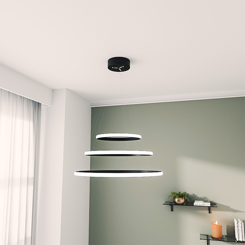 Φωτιστικό οροφής τρίφωτο PWL-1162 pakoworld LED μαύρο Φ38x160εκ