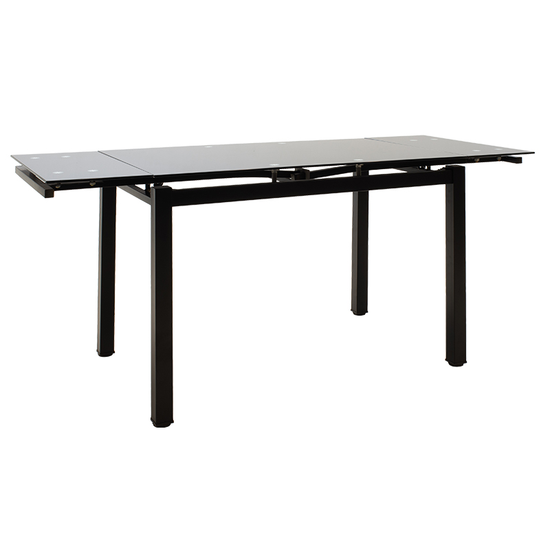 Dining table extendable Finn pakoworld glass 8mm black legs 110-170x70x75cm Dining table extendable Finn pakoworld glass 8mm black legs 110-170x70x75cm