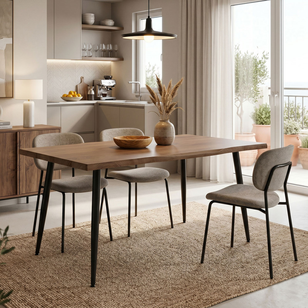 Dinning table neve pakoworld MDF walnut - metal black legs 140x80x75cm