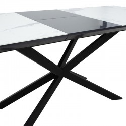 Dining table extendable Palan pakoworld MDF marble grey-black160-200x80x77cm