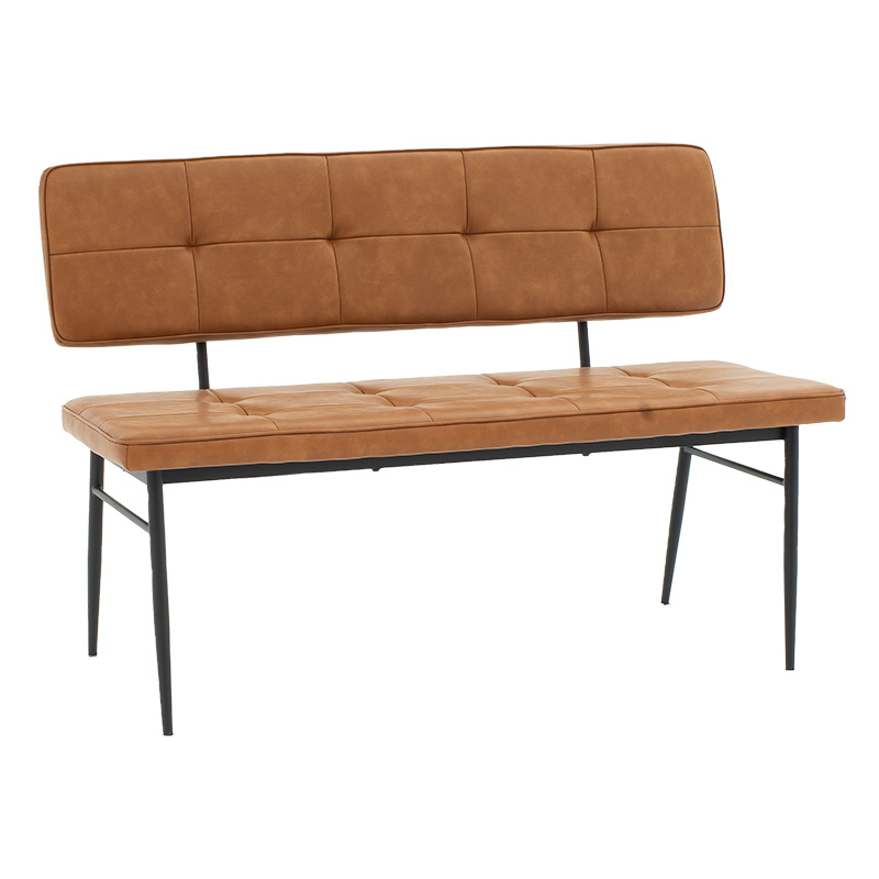 2 seater sofa Rosen pakoworld PU beige-black metal leg 122x55.5x84.5cm