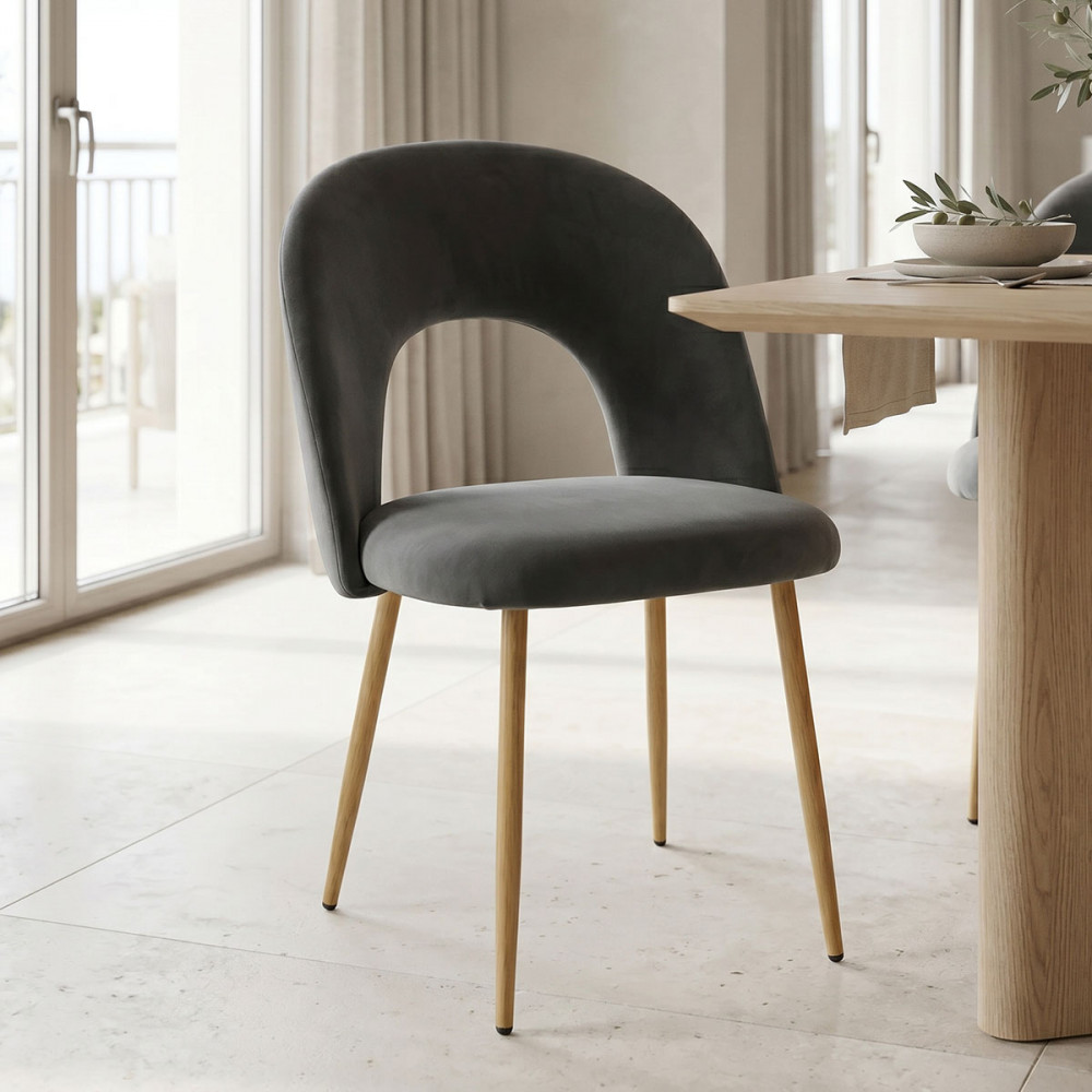 Chair Jonah pakoworld velvet dark greynatural legs