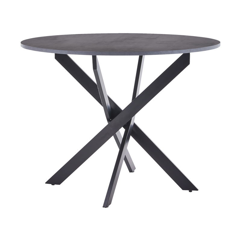 Dining table Dammero pakoworld mdf in dark grey color and black metal leg D100x75cm Dining table Dammero pakoworld mdf in dark grey color and black metal leg D100x75cm