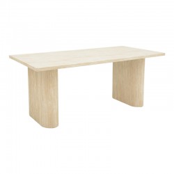 Table Loozir pakoworld mdf in white travertine color 180x90x75cm Table Loozir pakoworld mdf in white travertine color 180x90x75cm