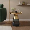 Coffee table Kunlo Inart gold chrome-black glass D50x53.5cm
