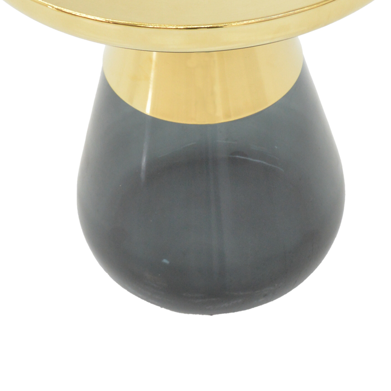 Coffee table Kunlo Inart gold chrome-black glass D50x53.5cm Coffee table Kunlo Inart gold chrome-black glass D50x53.5cm