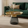 Coffee table Kunlo Inart gold chrome-black glass D60x42cm