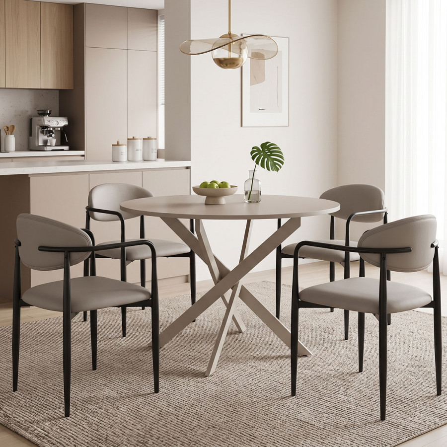 Table Dammero pakoworld cream mdf - cream metal leg D100x75cm