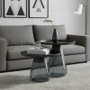 Coffee table Kunlo Inart set 2 pieces black metal-black glass