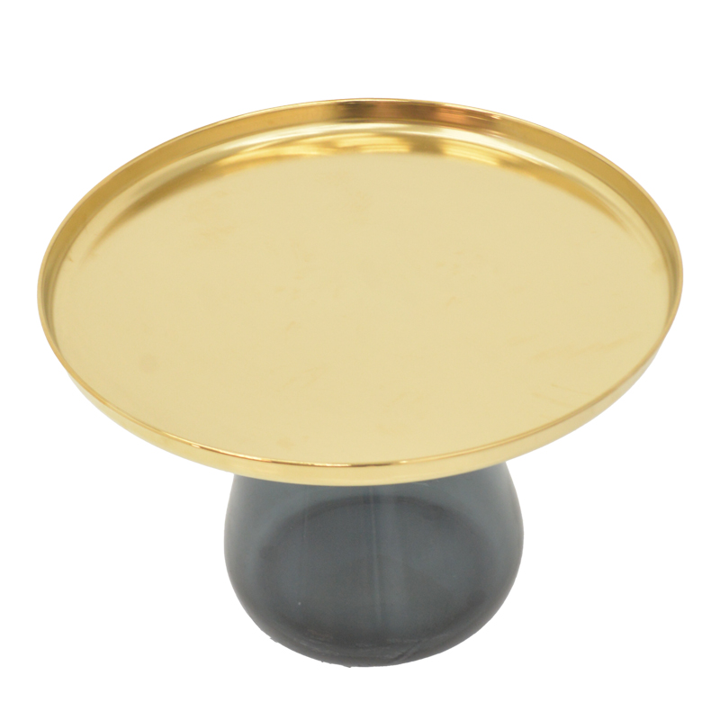 Coffee tables Kunlo Inart 2 pieces set gold chrome-black glass Coffee tables Kunlo Inart 2 pieces set gold chrome-black glass