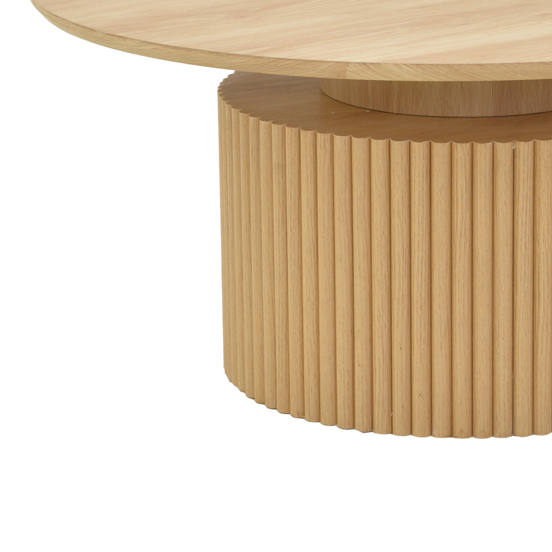 Coffee table Opols pakoworld mdf in natural shade Φ90x42cm Coffee table Opols pakoworld mdf in natural shade Φ90x42cm