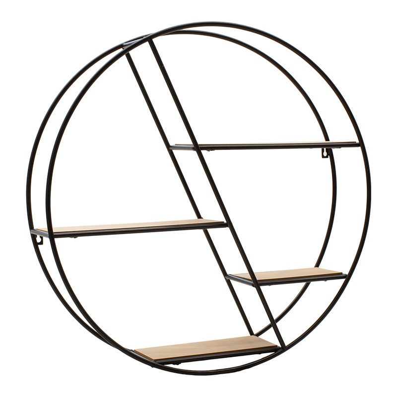 Wall shelf Azira pakoworld metal in black-oak color 60x13x60cm Wall shelf Azira pakoworld metal in black-oak color 60x13x60cm