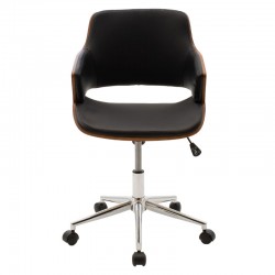 Fern pakoworld office chair black pu - walnut wood 53x61x79/89cm Fern pakoworld office chair black pu - walnut wood 53x61x79/89cm