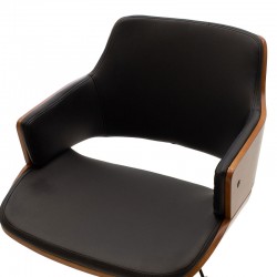 Καρέκλα γραφείου εργασίας Fern pakoword μαύρο pu - ξύλο καρυδί