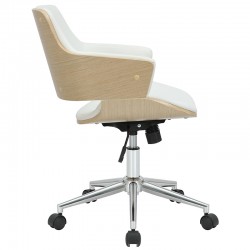 Καρέκλα γραφείου εργασίας Fern pakoworld PU λευκό ξύλο φυσικό